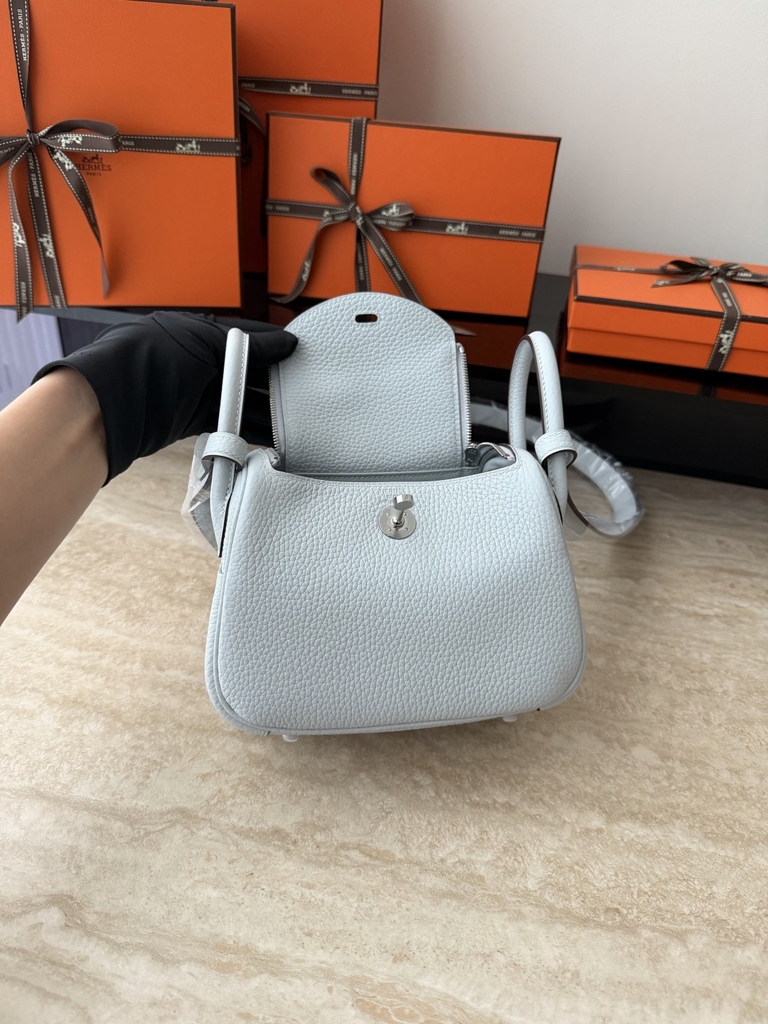 Lindy Mini Blue Brume Classic Leather Handbag