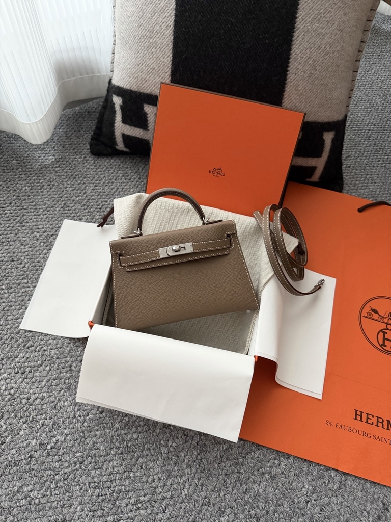 Mini Kelly II Original Leather Epsom Grey CK18