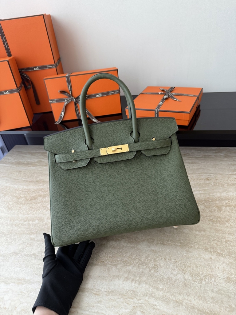 Birkin 30cm Togo Leather Bag V6 Canopy Color Jungle Green Gold Hardware