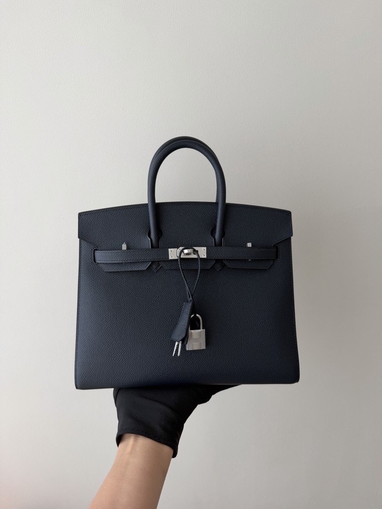 Birkin 25cm Epsom Leather Blue Nuit Silver Hardware