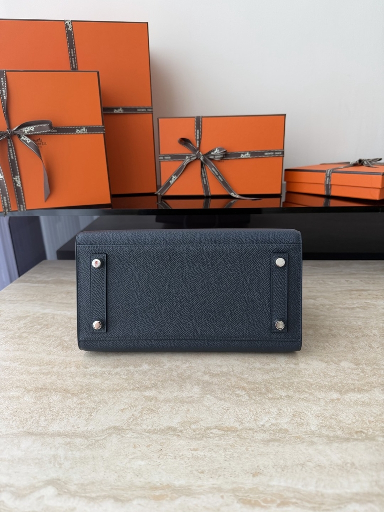 Birkin 25cm Epsom Leather Blue Nuit Silver Hardware