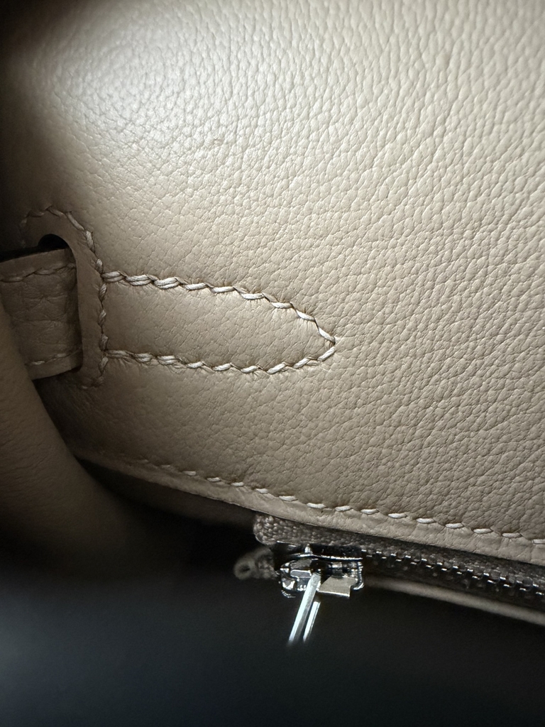 Birkin 25cm Togo Leather Handbag CK81 Gris Tourterelle