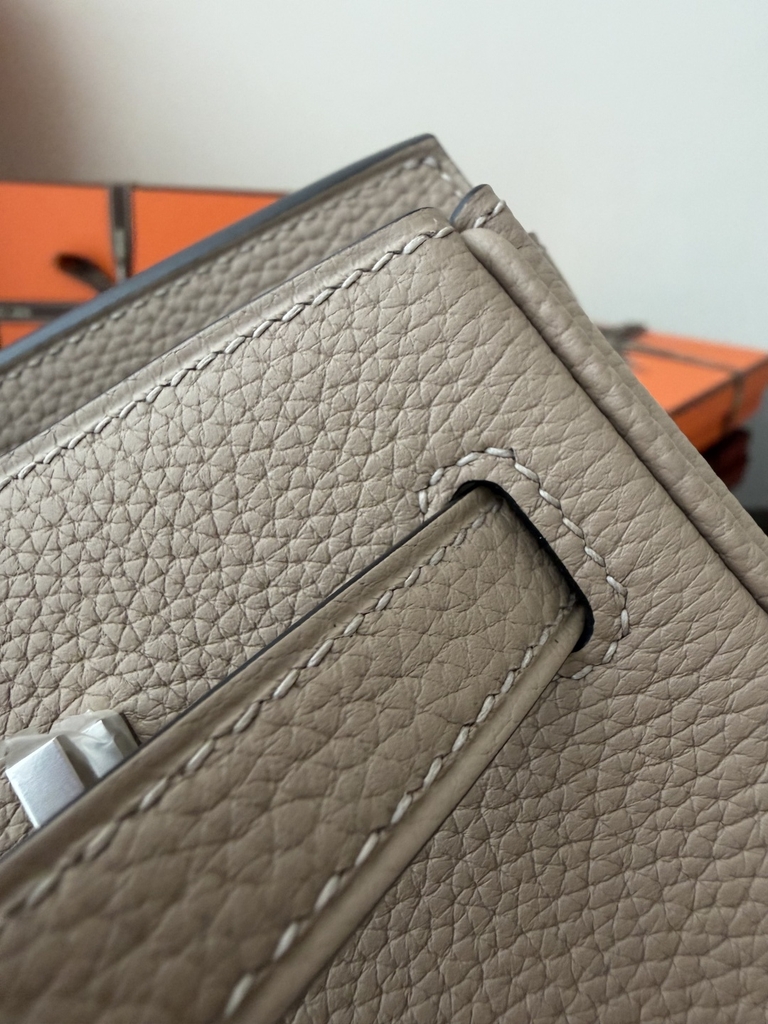 Birkin 25cm Togo Leather Handbag CK81 Gris Tourterelle