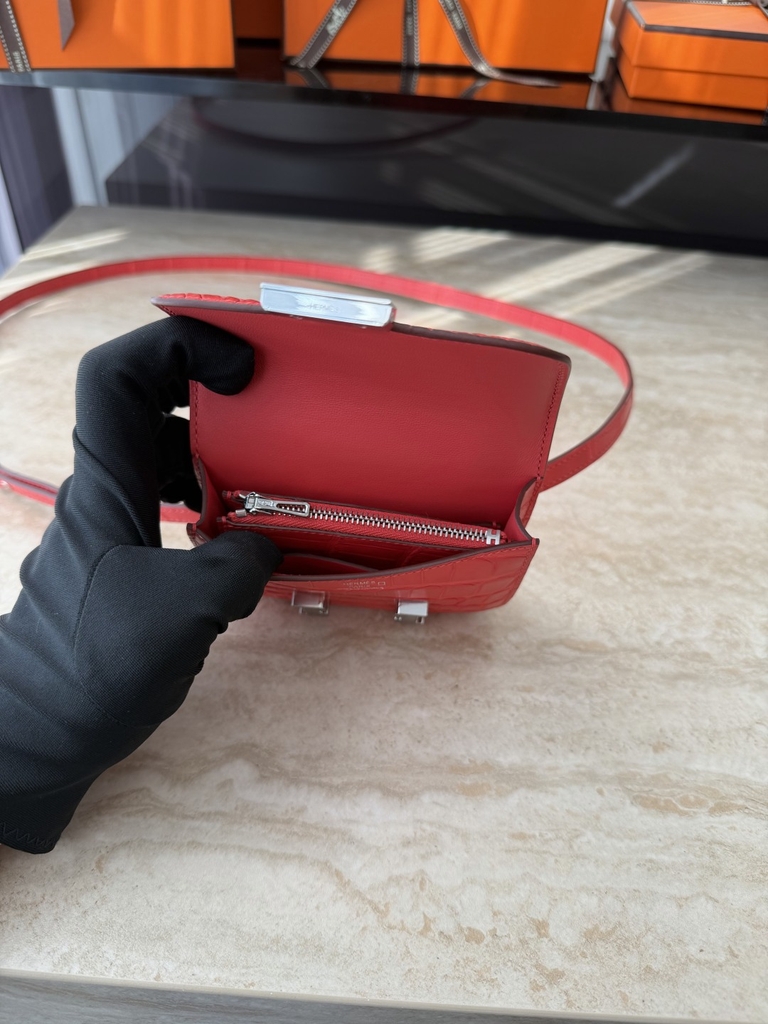 Constance Slim Wallet - Matte Alligator Crocodile Leather - A5 Bougainvillea Color