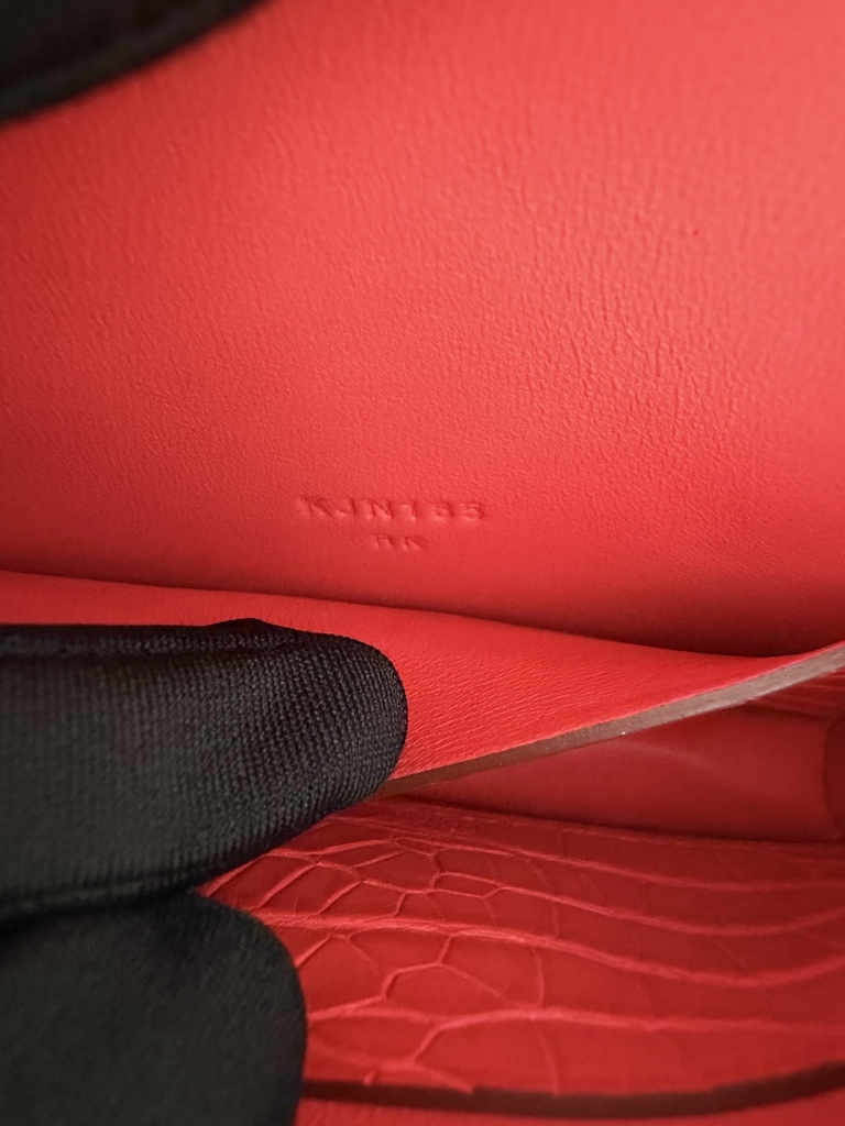 Constance Slim Wallet - Matte Alligator Crocodile Leather - A5 Bougainvillea Color