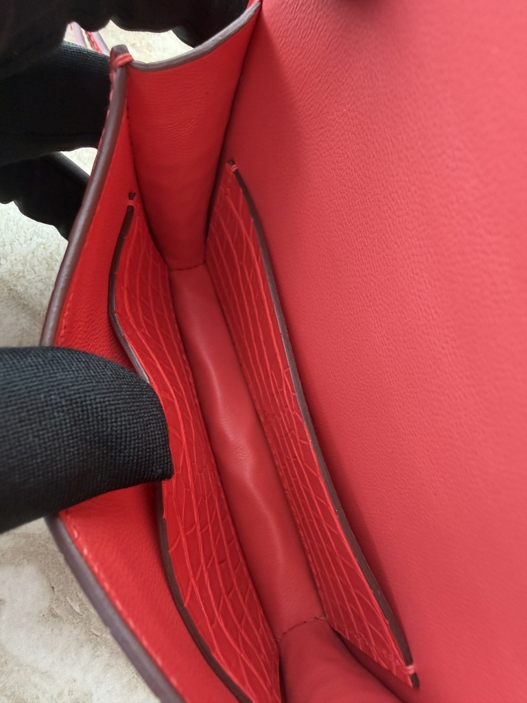 Constance Slim Wallet - Matte Alligator Crocodile Leather - A5 Bougainvillea Color