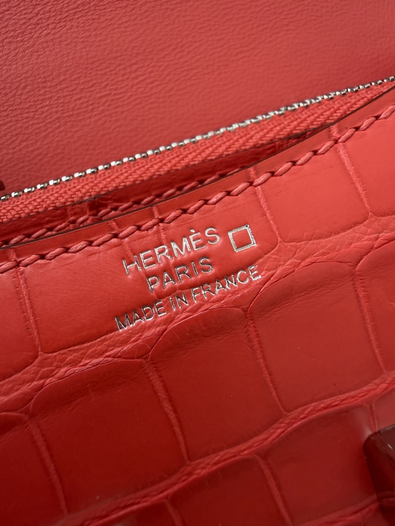 Constance Slim Wallet - Matte Alligator Crocodile Leather - A5 Bougainvillea Color