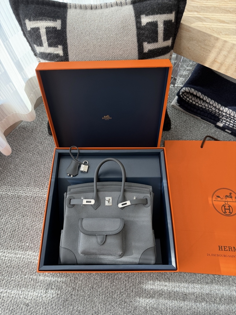 Birkin 25cm Cargo Original Leather Swift Skin Canvas Bag