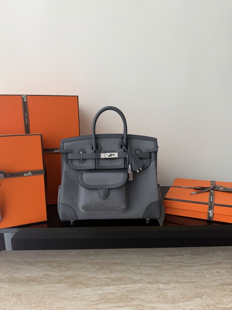 Birkin 25cm Cargo Original Leather Swift Skin Canvas Bag