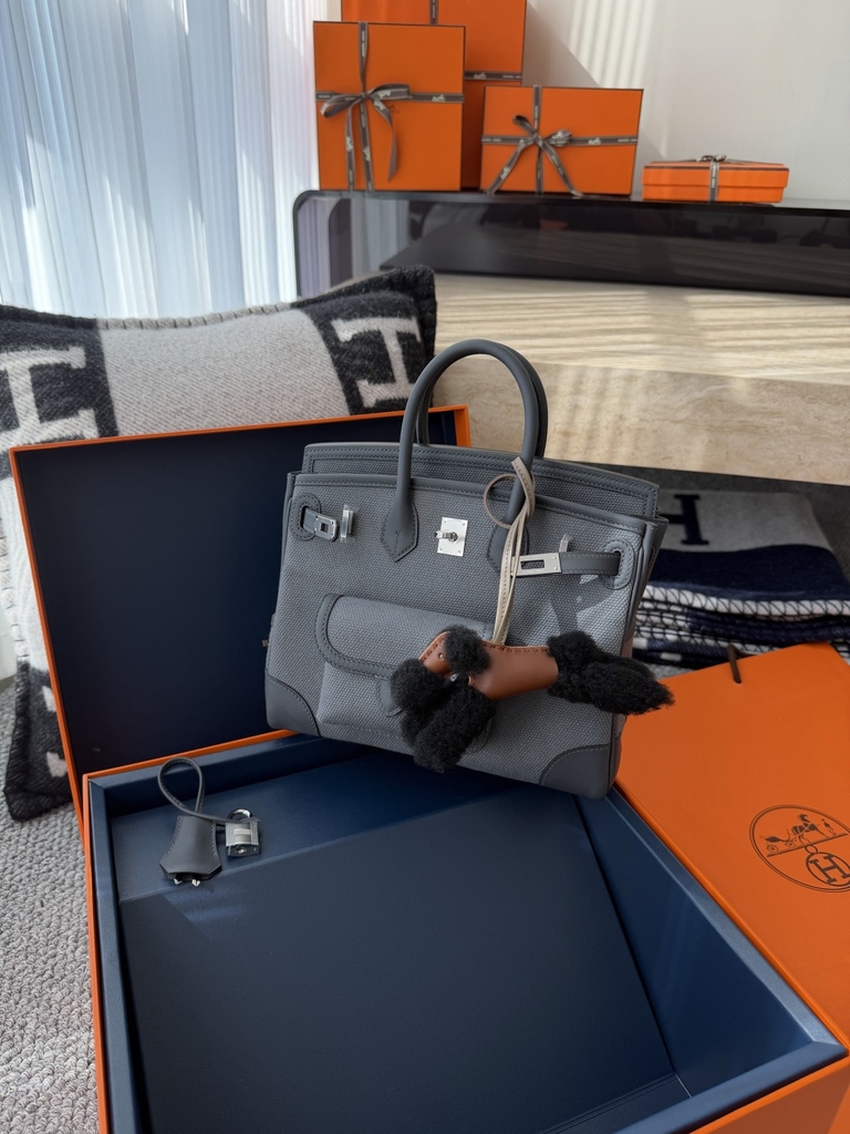 Birkin 25cm Cargo Original Leather Swift Skin Canvas Bag