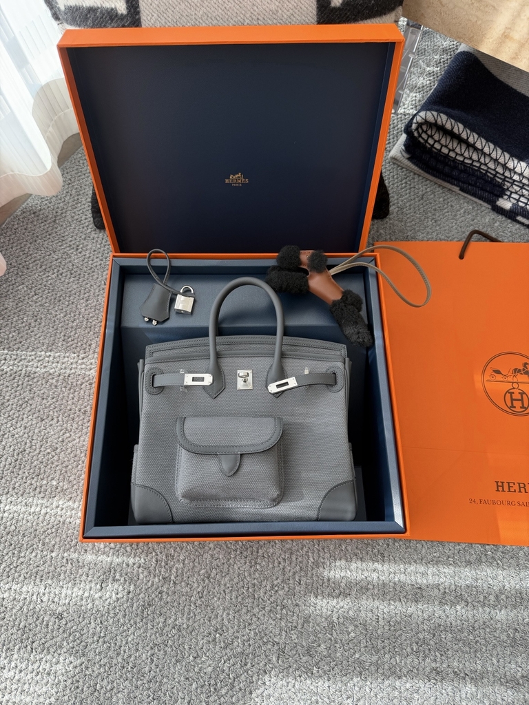 Birkin 25cm Cargo Original Leather Swift Skin Canvas Bag