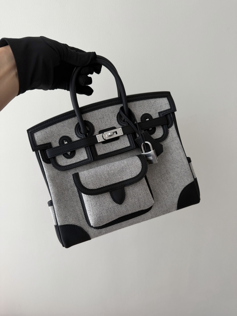 Birkin 25cm Cargo Original Leather Swift Skin Canvas Bag