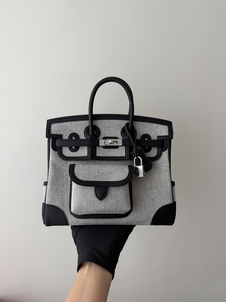 Birkin 25cm Cargo Original Leather Swift Skin Canvas Bag