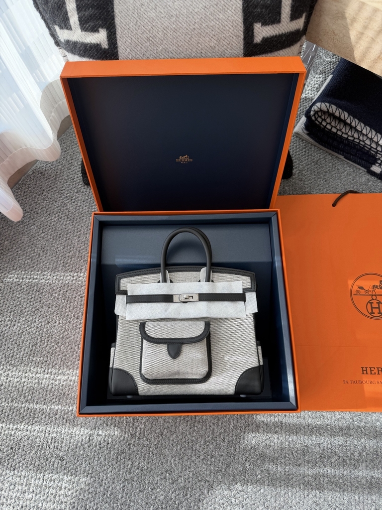 Birkin 25cm Cargo Original Leather Swift Skin Canvas Bag