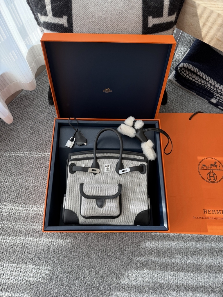 Birkin 25cm Cargo Original Leather Swift Skin Canvas Bag