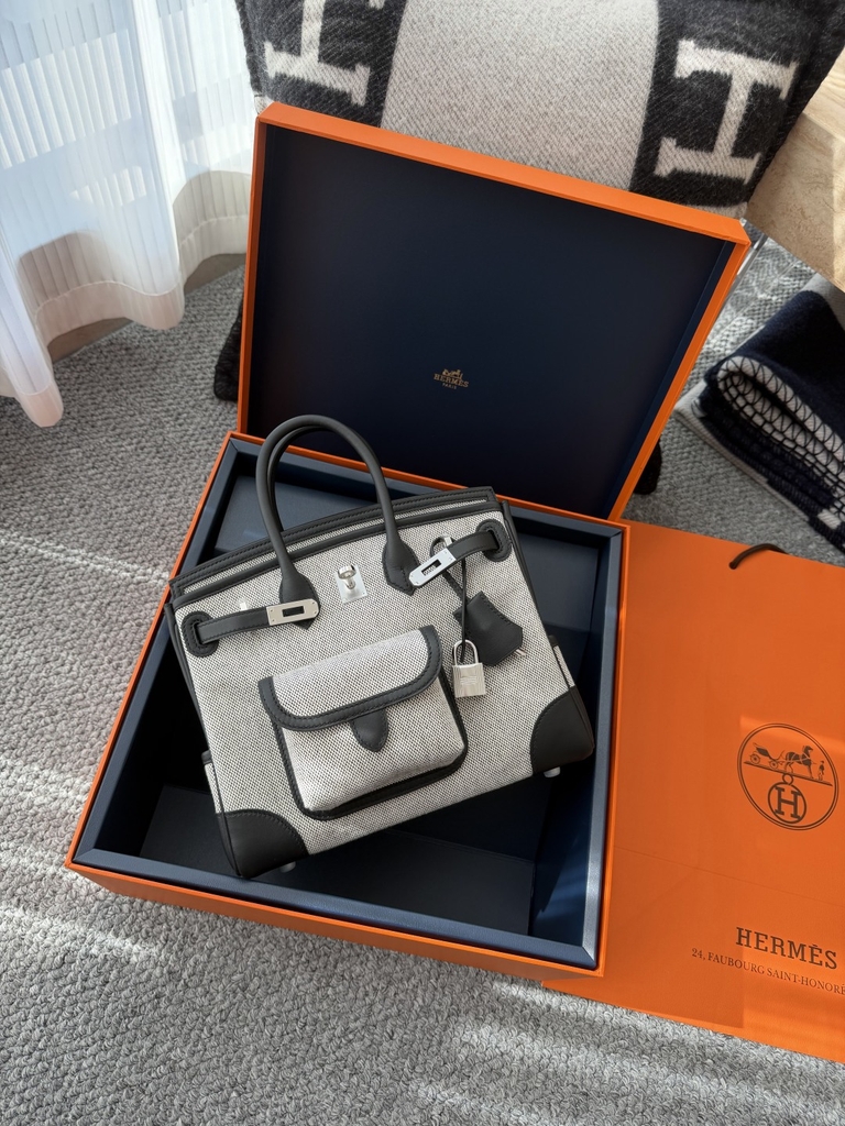 Birkin 25cm Cargo Original Leather Swift Skin Canvas Bag