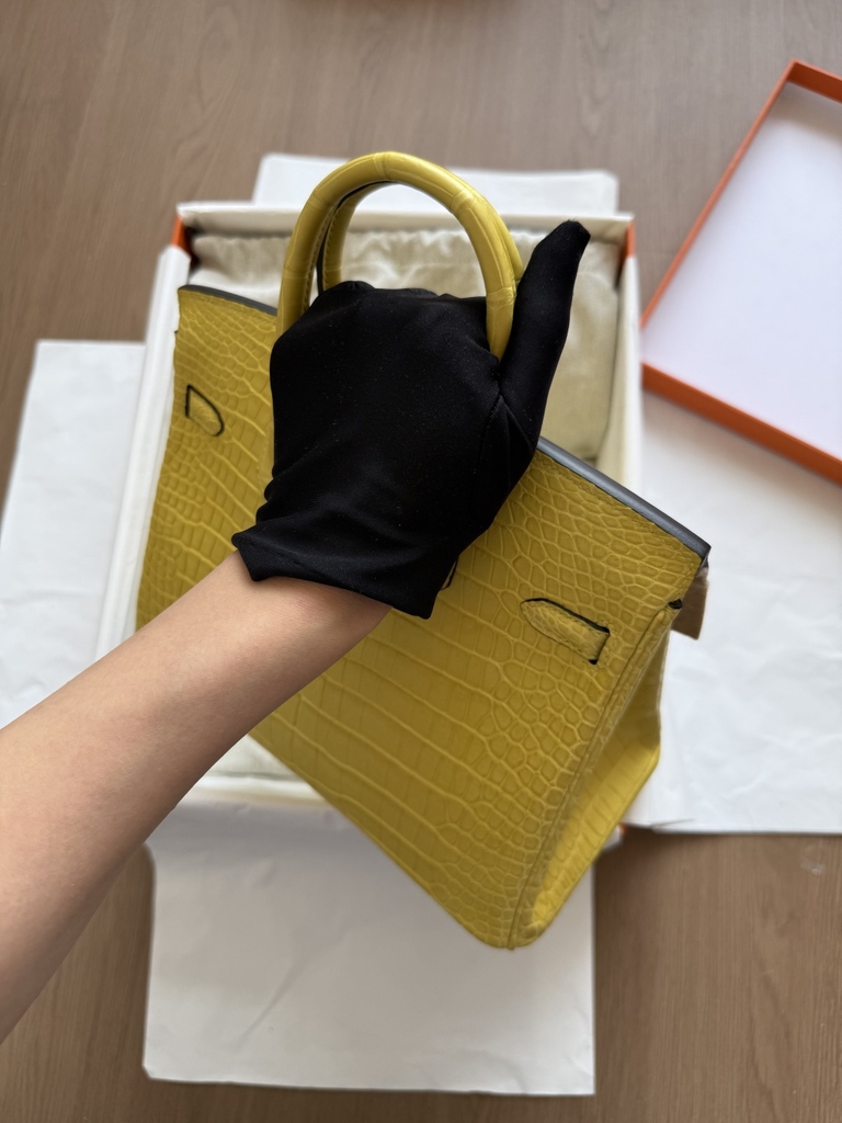 Birkin 25 - Mimosa - Matted Prosus Crocodiles - GHW