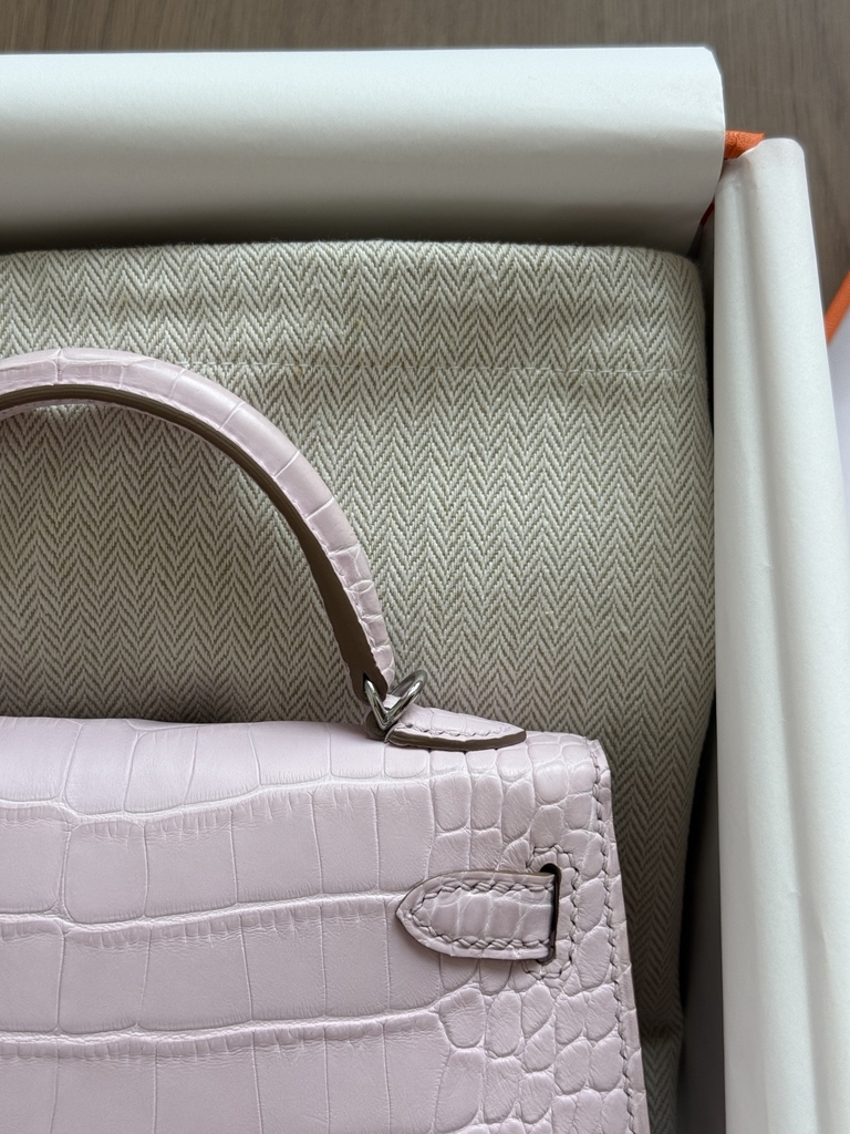 Kelly Mini - Mauve Pale - Matted Alligator - PHW