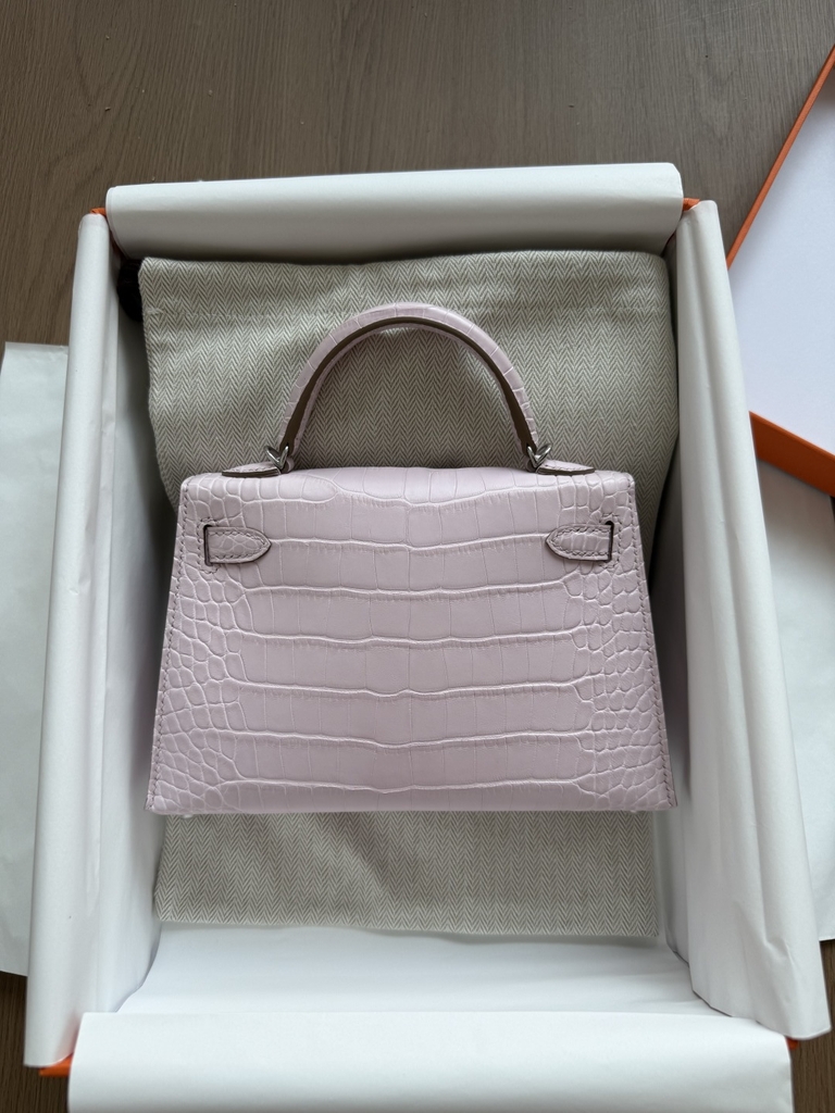 Kelly Mini - Mauve Pale - Matted Alligator - PHW
