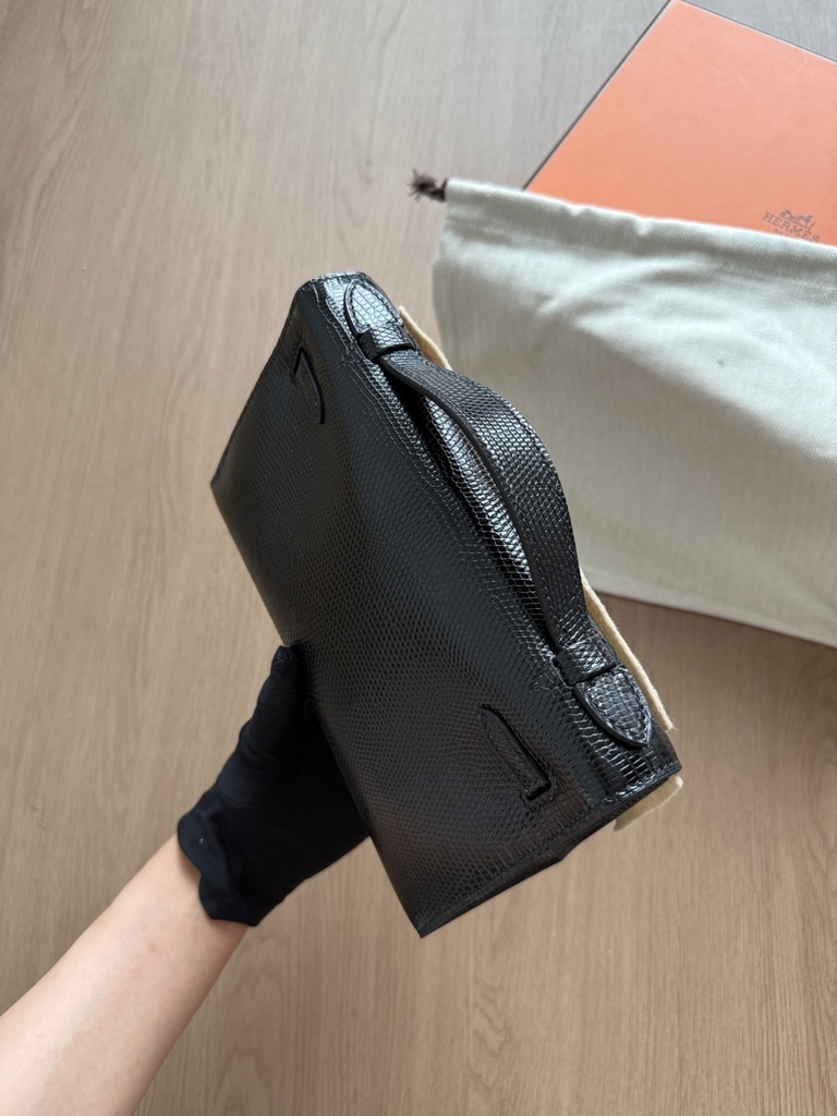 Kelly Pochette - Noir - Lizard - PHW