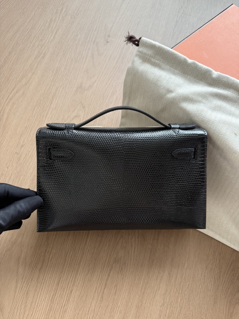 Kelly Pochette - Noir - Lizard - PHW