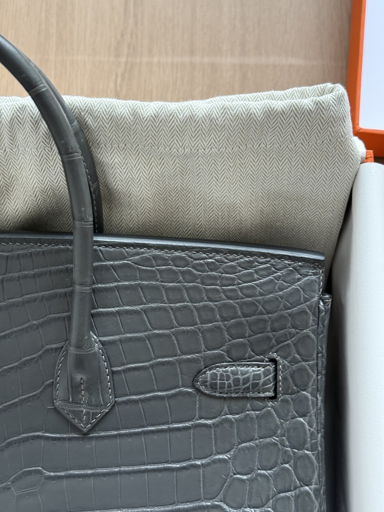 Birkin 35 - Graphite - Matted Niloticus Crocodile - PHW