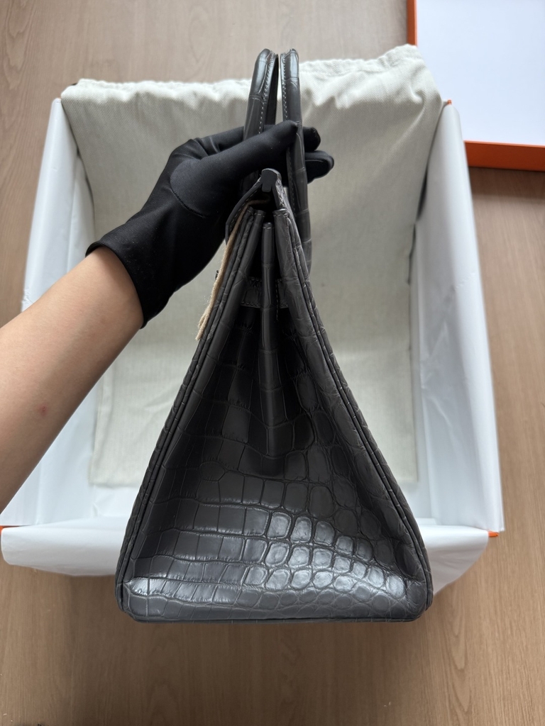 Birkin 35 - Graphite - Matted Niloticus Crocodile - PHW