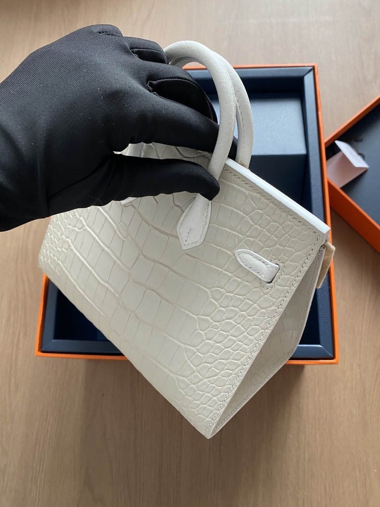 Birkin 20 Faubourg -  White/ Beton Matte Alligator