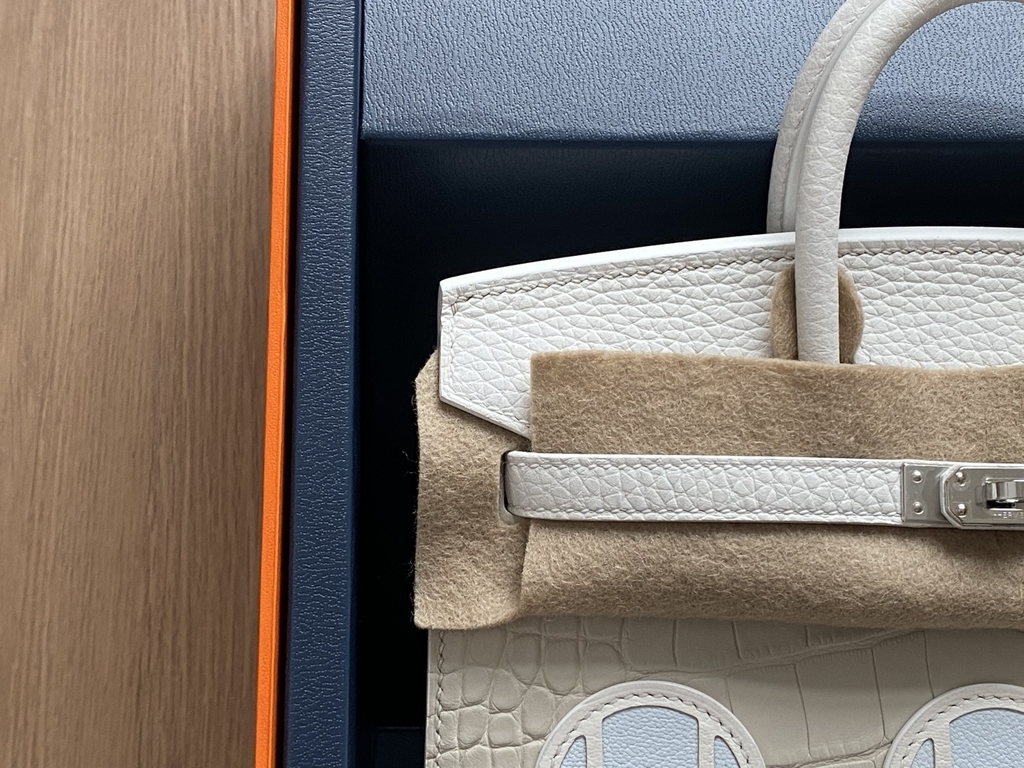 Birkin 20 Faubourg -  White/ Beton Matte Alligator