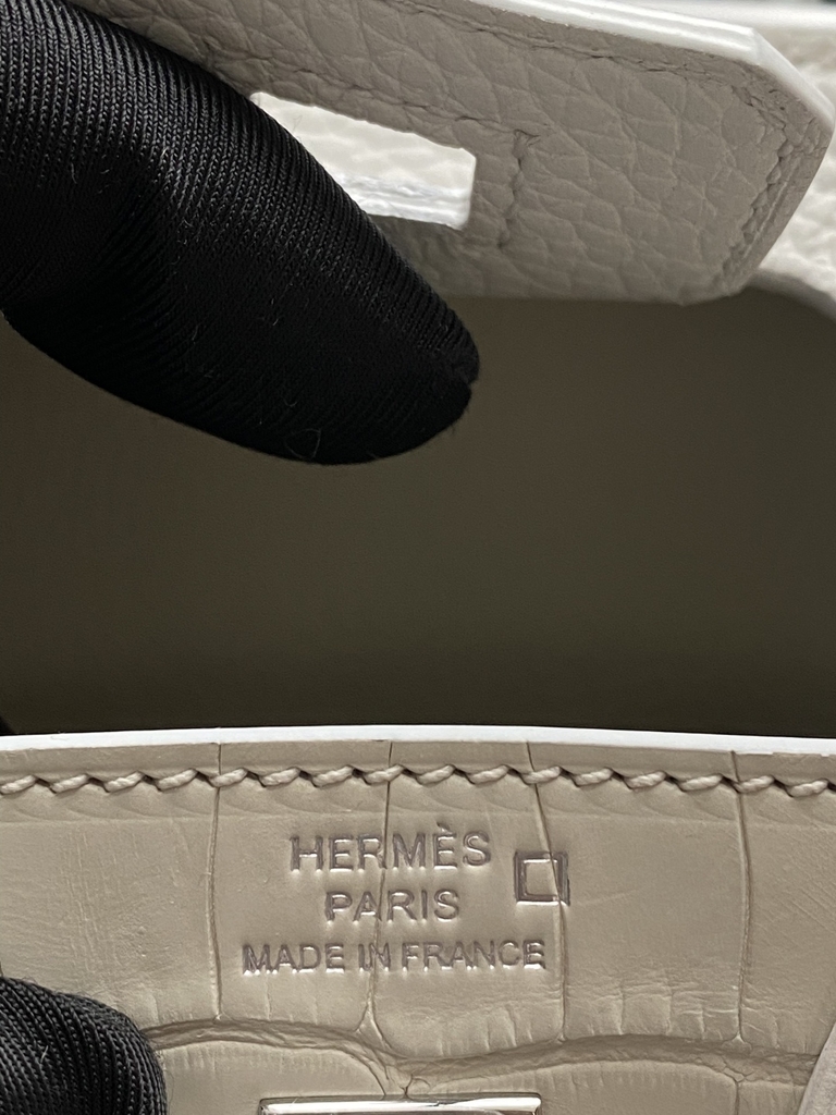 Birkin 20 Faubourg -  White/ Beton Matte Alligator