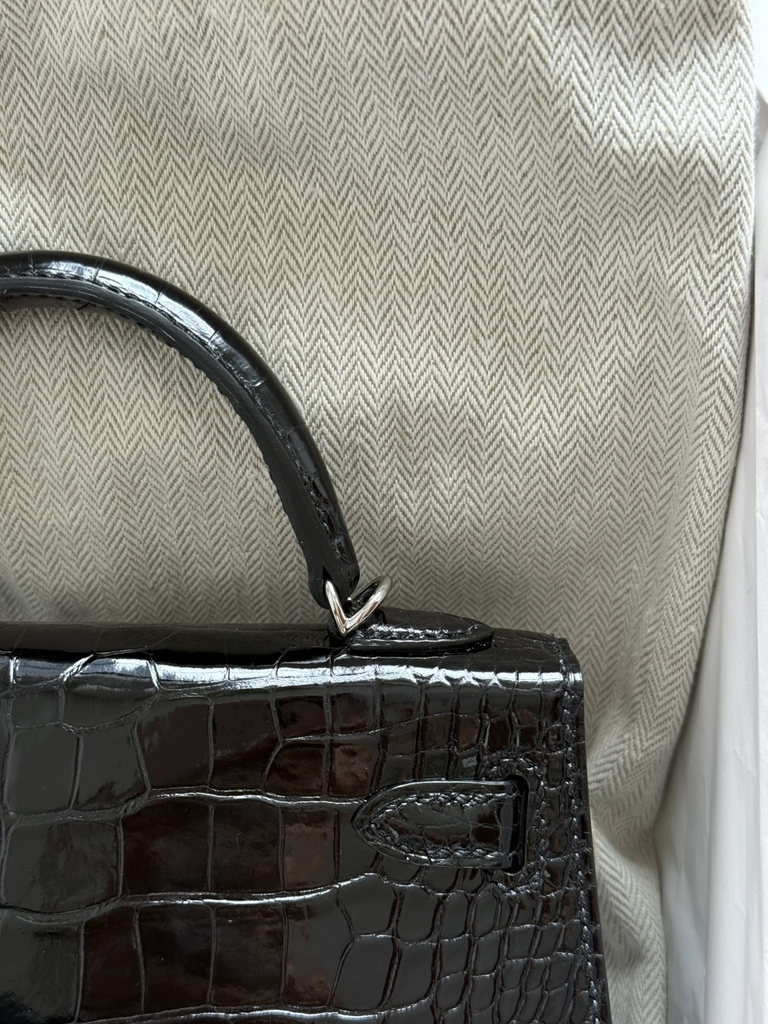 Kelly Mini 2 - Noir - Shiny Alligator - PHW