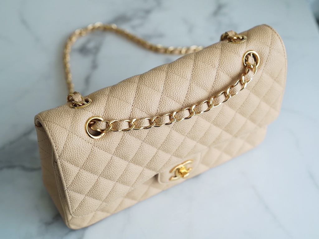 Chanel Classic Flap Medium Bag - Beige