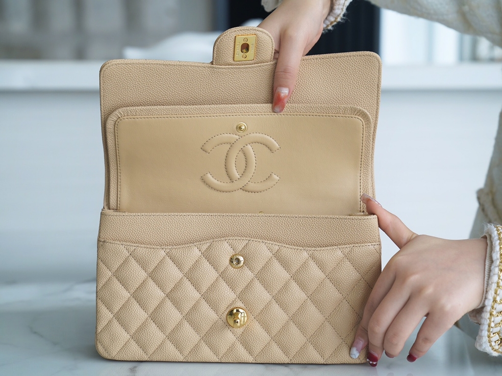 Chanel Classic Flap Medium Bag - Beige