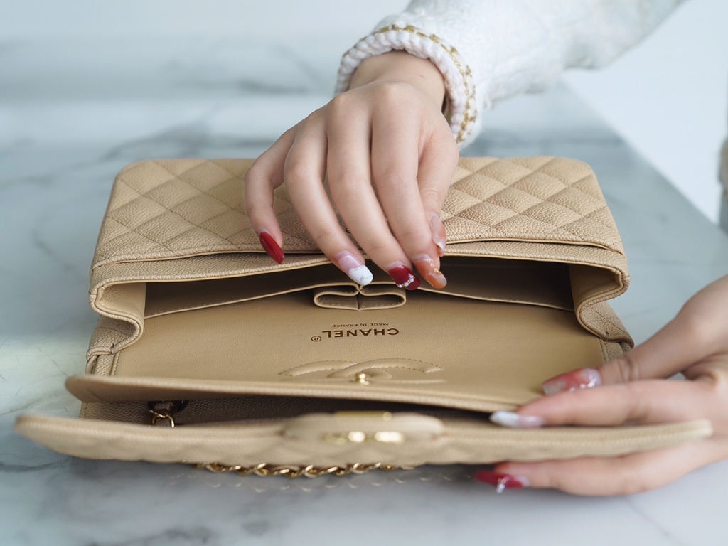 Chanel Classic Flap Medium Bag - Beige