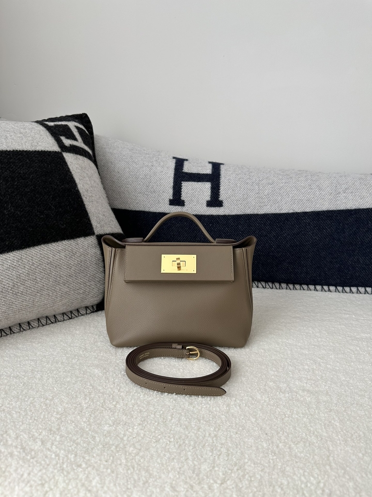 Kelly 2424 Mini Evercolor Swift 21cm CC18 Etoupe Grey Gold Hardware