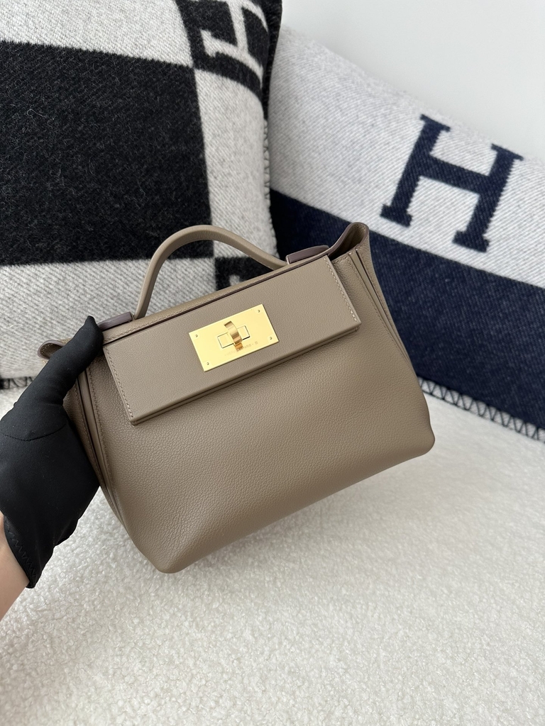 Kelly 2424 Mini Evercolor Swift 21cm CC18 Etoupe Grey Gold Hardware