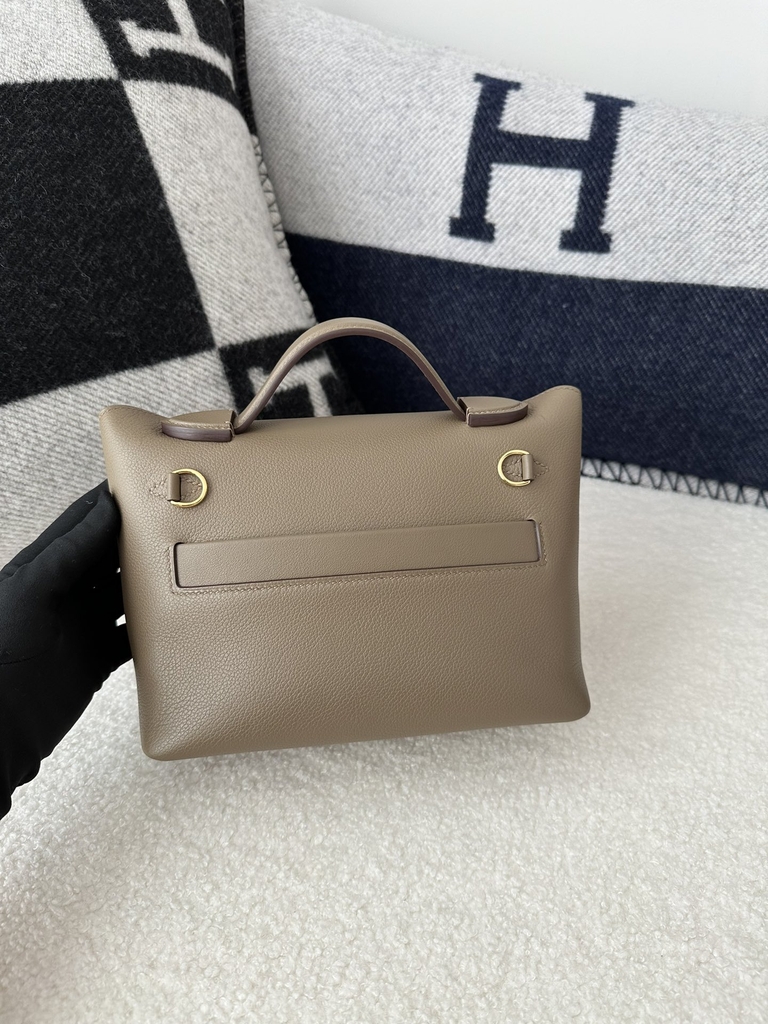 Kelly 2424 Mini Evercolor Swift 21cm CC18 Etoupe Grey Gold Hardware