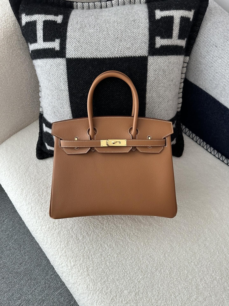 Birkin 30cm Interior Stitching Epsom Textured Calfskin Leather CC37 Gold Brown Gold Hardware