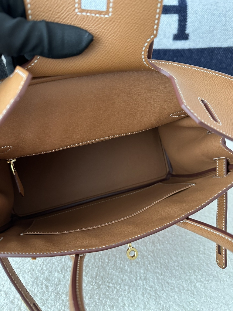 Birkin 30cm Interior Stitching Epsom Textured Calfskin Leather CC37 Gold Brown Gold Hardware
