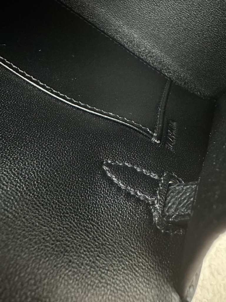 Kelly Mini II Epsom Textured Calfskin Leather CC89 Noir Black Gold Hardware 100% Handmade with Waxed Thread Stitching