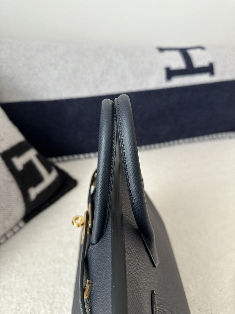 Birkin 25cm Epsom Textured Calfskin Leather 2Z Blue Nuit Midnight Blue Gold Hardware