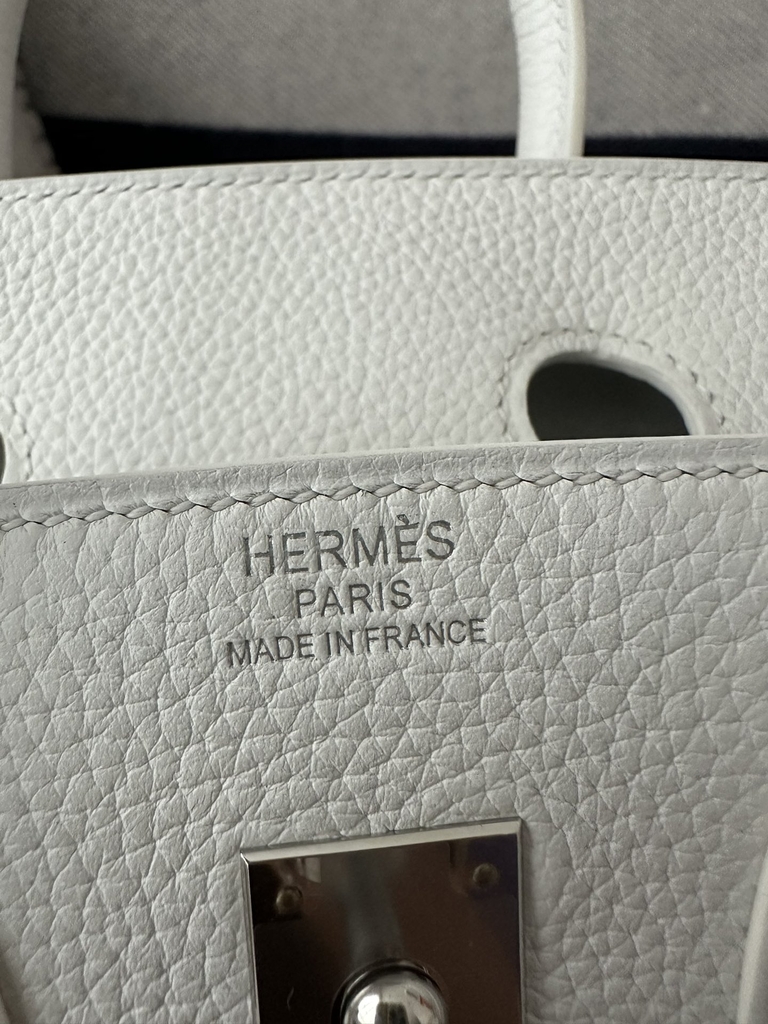 Birkin 25cm, Imported Togo Calfskin, 01 Blanc Pure White with Silver Hardware.