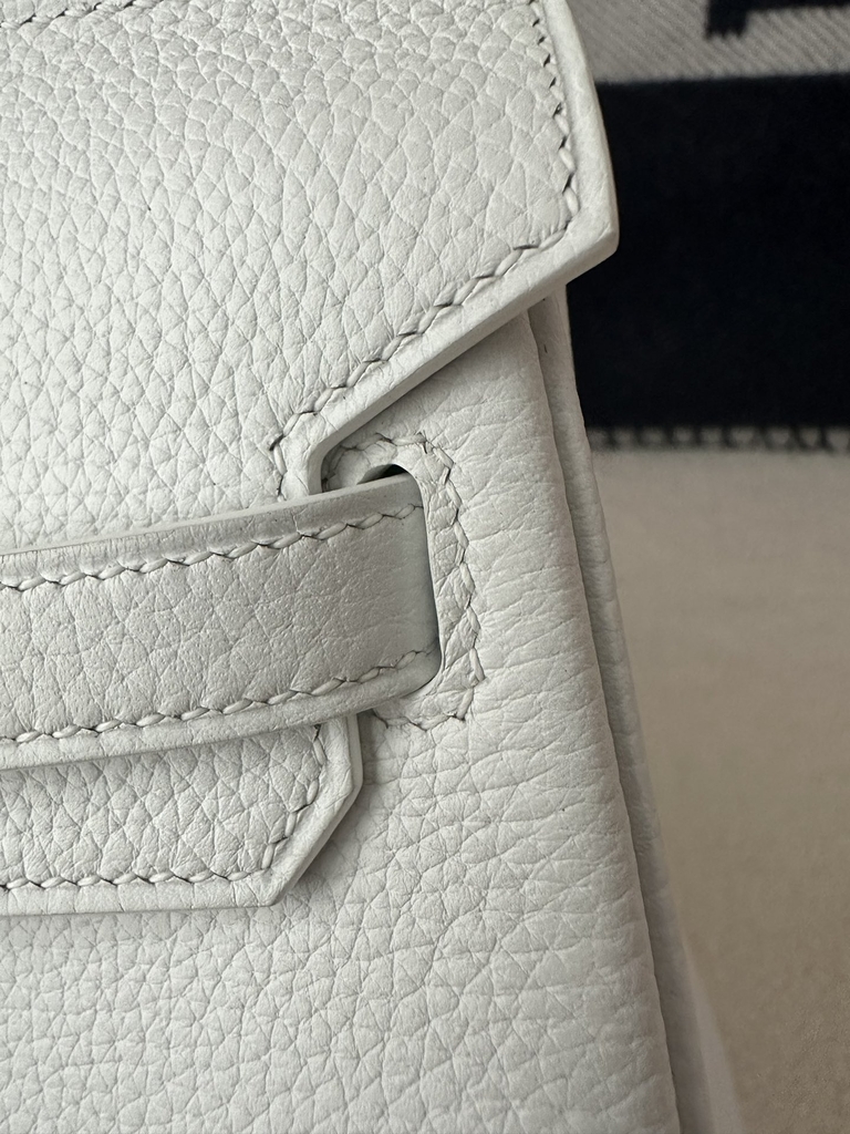 Birkin 25cm, Imported Togo Calfskin, 01 Blanc Pure White with Silver Hardware.