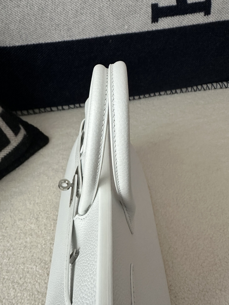 Birkin 25cm, Imported Togo Calfskin, 01 Blanc Pure White with Silver Hardware.