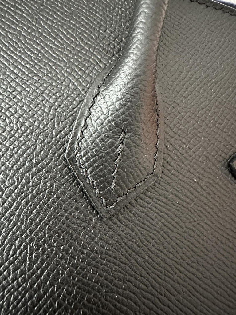 Birkin 25cm, External Stitching, Imported Epsom Leather, CC89 Noir Black with Gold Hardware.