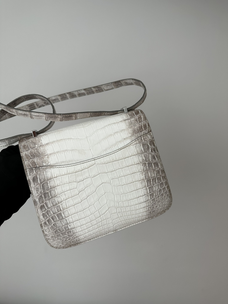 Constance 18cm, Himalaya Crocodile, Imported Premium Leather, 01 Himalaya with Silver Hardware, 