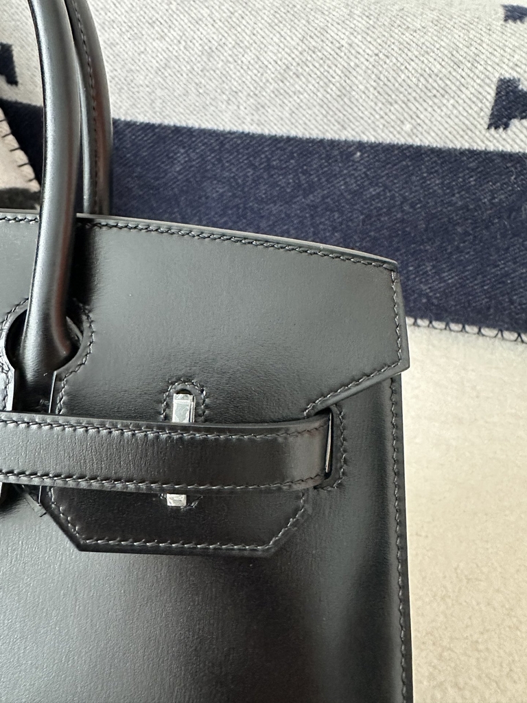 Birkin 30cm, New Design with External Stitching, Imported Box Leather, CK89 Noir Black with Silver Hardware.