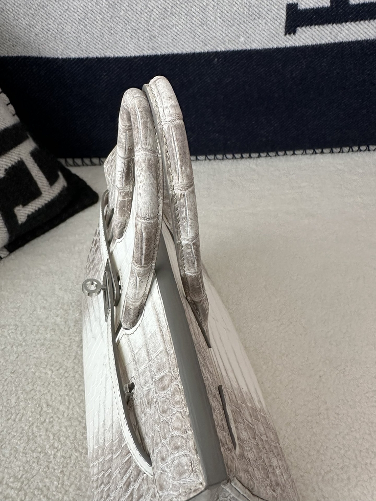 Birkin 25cm, Matte Himalaya Crocodile, Imported HCP Leather, 01 Himalaya with Silver Hardware, 