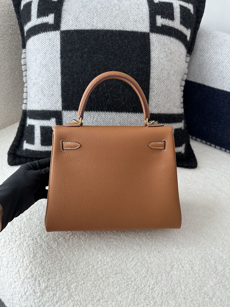 Kelly 25cm, Imported Togo Leather, CC37 Gold (Golden Brown) with Gold Hardware.