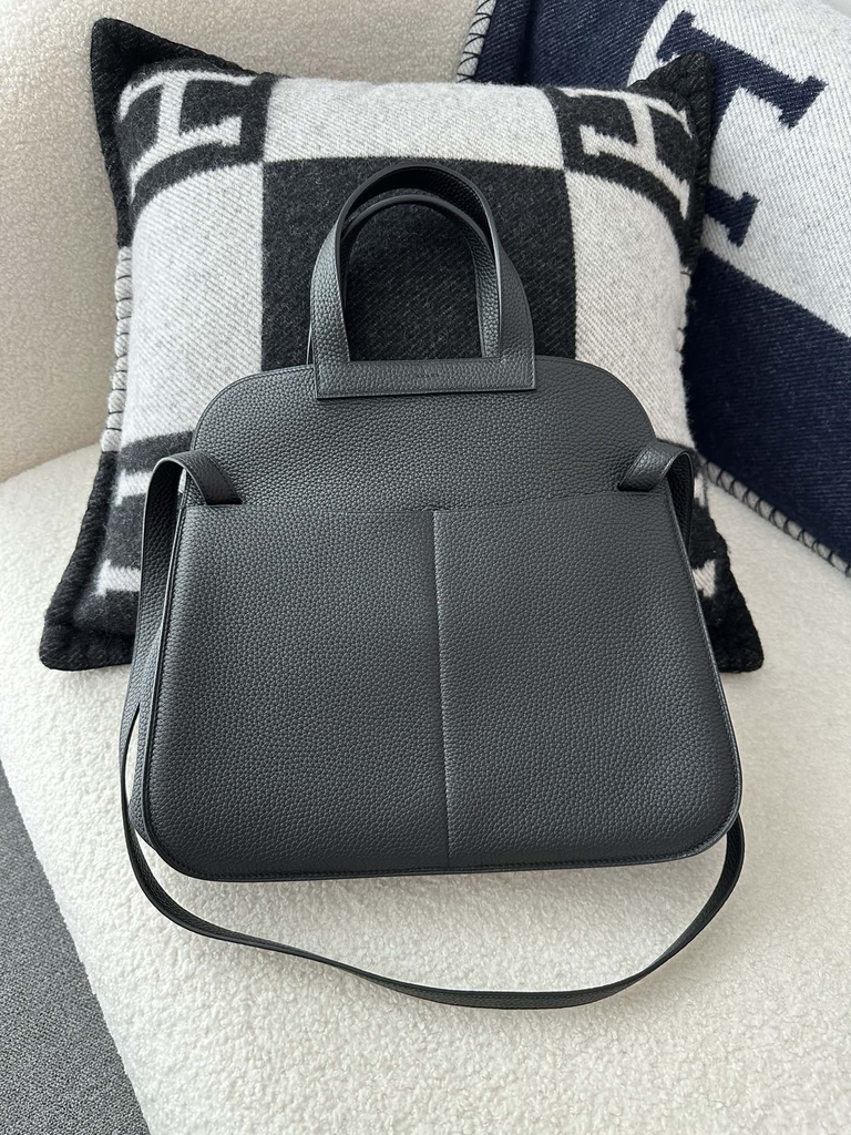 Halzan 31cm, Imported Clemence Leather, CK89 Noir (Black) with Silver Hardware.